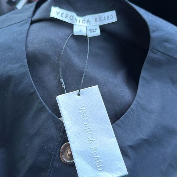 Veronica Beard NWT Black Shenari Button-Front Crop top in black size 8 - Picture 4 of 5